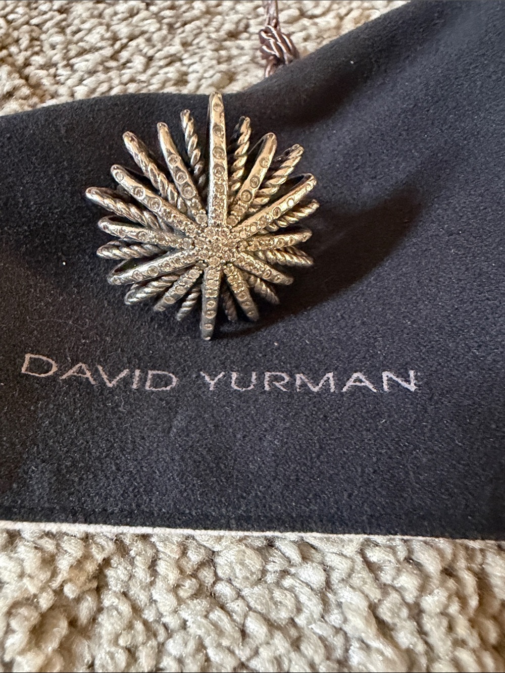 David Yurman Retired Silver Pavé Starburst Ring